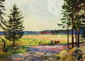 イエス Painting - 耕作可能な 1917 年 ボリス・ミハイロヴィチ・クストーディエフ 計画 シーン 風景
